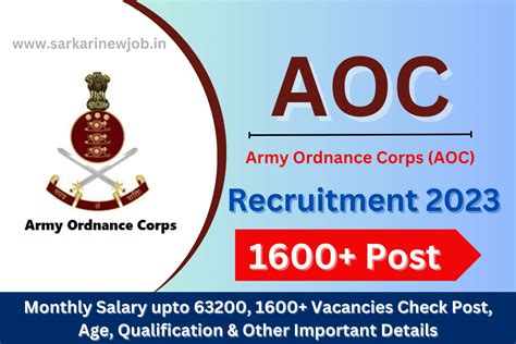 AOC Recruitment 2023 Monthly Salary Upto 63200 1600 Vacancies Check