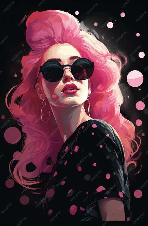 Premium Ai Image Pink Hair Girl Portrait Illustration