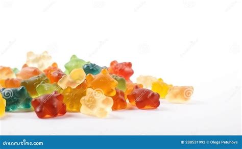 A Pile Of Gummy Bears Sitting On Top Of A White Table Top Next To A