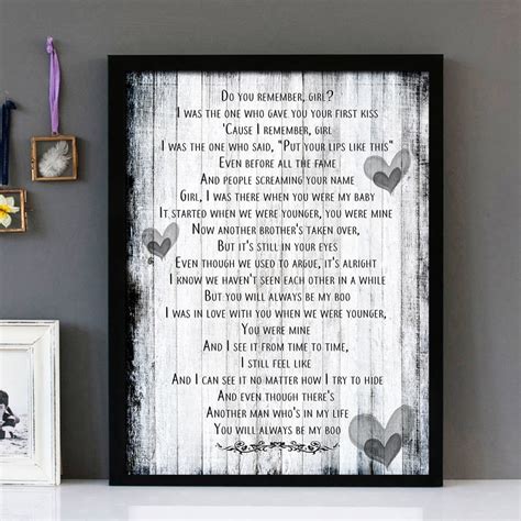 "My Boo" - Usher - Framed Lyrics Wall Art Design