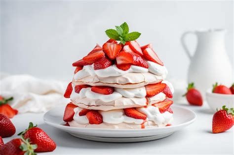 Premium Photo Homemade Delicious Meringue Cake Pavlova With Fresh