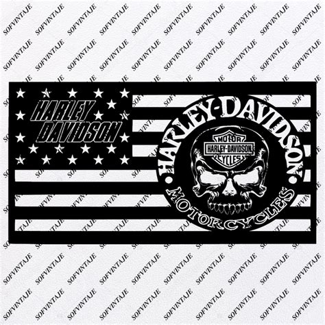 Usa Flag Harley Davidson Svg File Motorcycle Harley Davidson Svg Design Skull Clipart