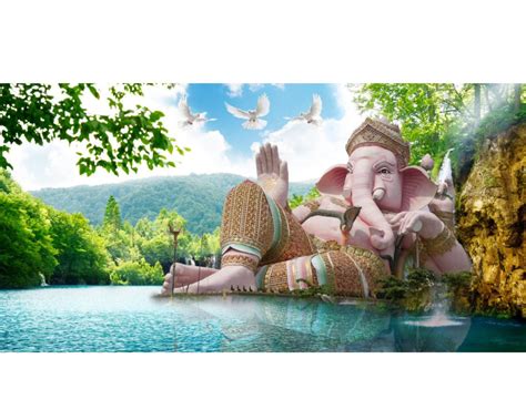 Lord Ganesha River Landscape Wallpaper Myindianthings