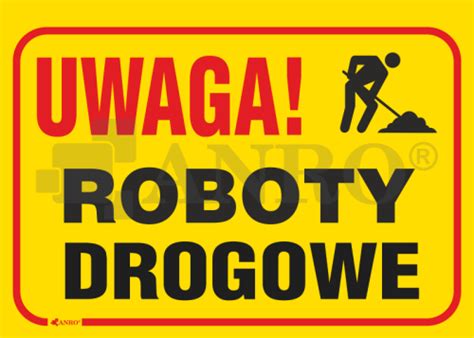 Znak UWAGA ROBOTY DROGOWE PVC B21 25x35