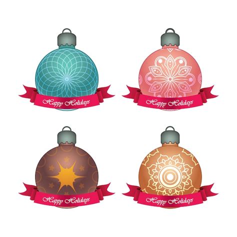 Coleção de baubles de natal brilhantes bandeira Vetor Premium