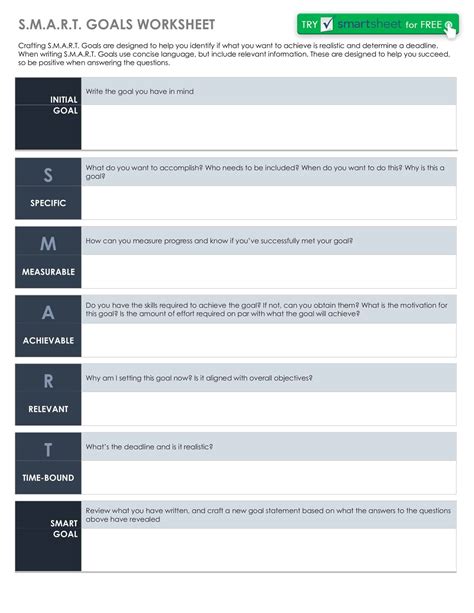 Free Printable SMART Goals Templates [Word, Excel, PDF]