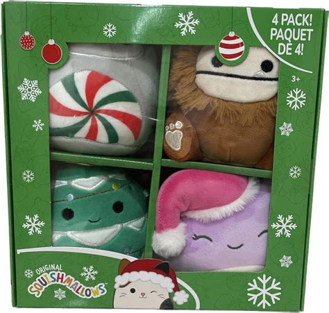 Squishmallows Juego de 4 peluches navideños de 5 pulgadas Benny Beula