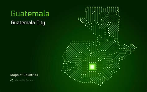 Guatemala Map with a capital of Guatemala City Shown in a Microchip Pattern. E-government. TSMC ...