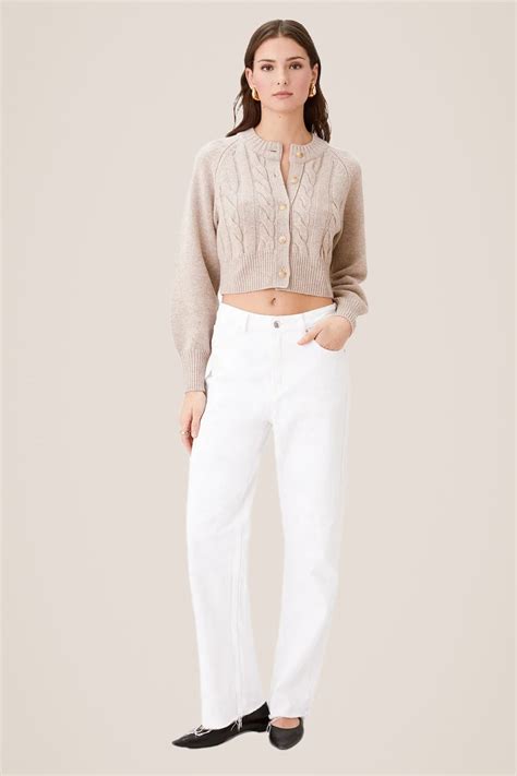 Rita Beige Cashmere Wool Chunky Knit Cropped Cardi Cardigan Toccin