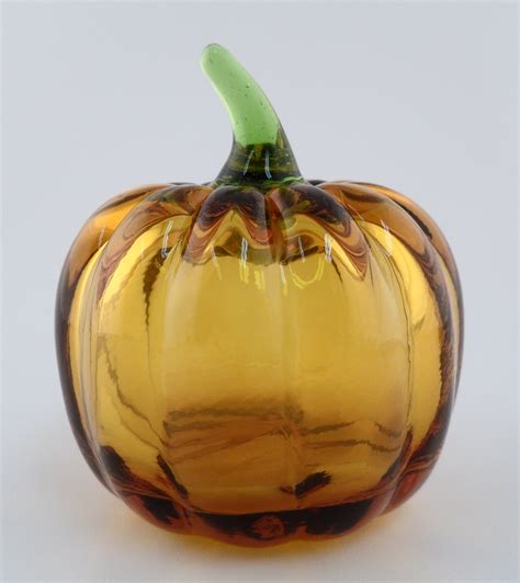 Blown Glass Orange Pumpkin 4 Tall Collectible