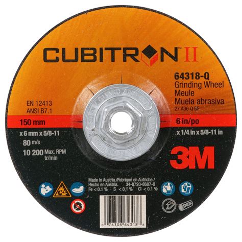 3M CUBITRON II Type 27 6 X 1 4 X 5 8 11 Depressed Center Grinding