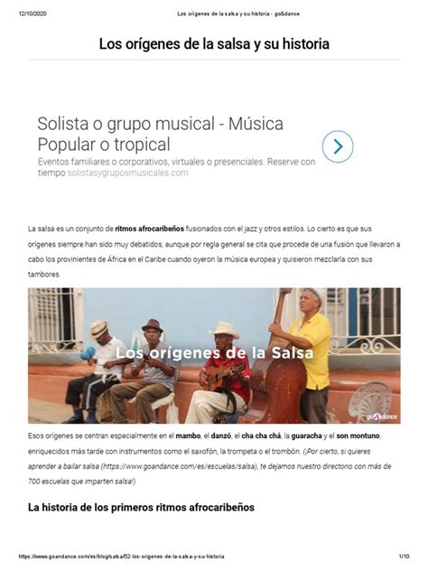 Los Orígenes De La Salsa Y Su Historia Goanddance Pdf Estilos De