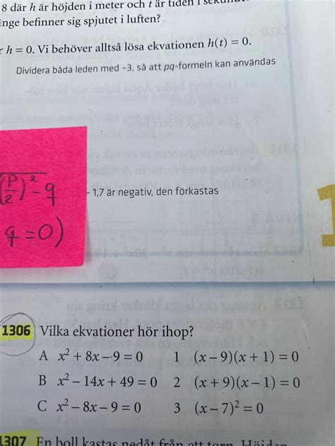 1306 Pq Formeln Matematik Matte 2 Andragradsekvationer Pluggakuten