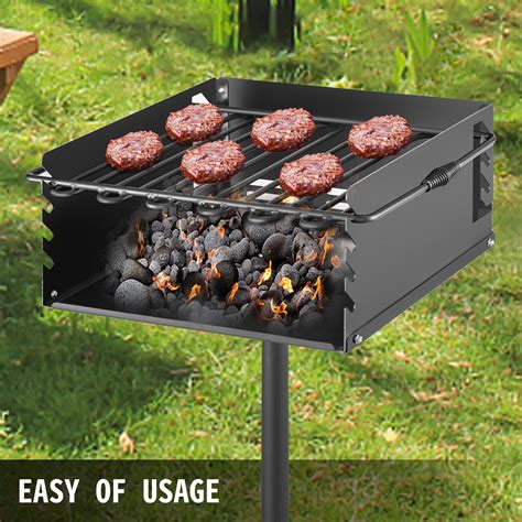 VEVOR Park Style Charcoal Grill 21x21x8 Inch with Grate, Single Post ... 