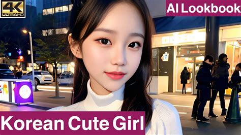 Ai Lookbook 4k Korean Cute Girl Turtleneck And Plaid Skirt 韓国のかわいい女の子 タートルネックチェック柄スカート