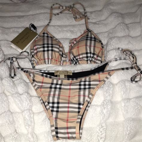 Burberry Swim Burberry Womens Beige Nova Check Twopiece Bikini