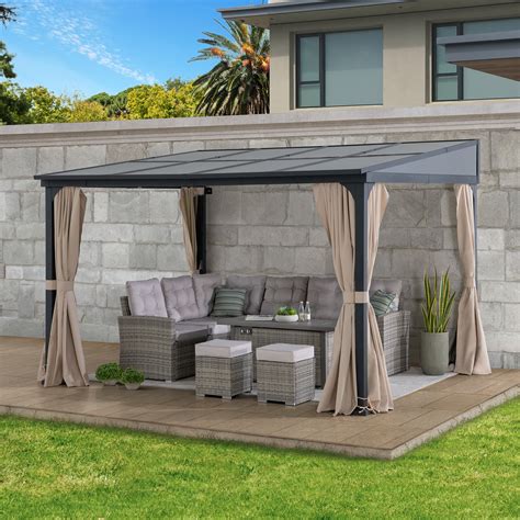 Sunjoy 10 x 12 ft Wall Mounted Gazebo with Polycarbonate Roof, Black