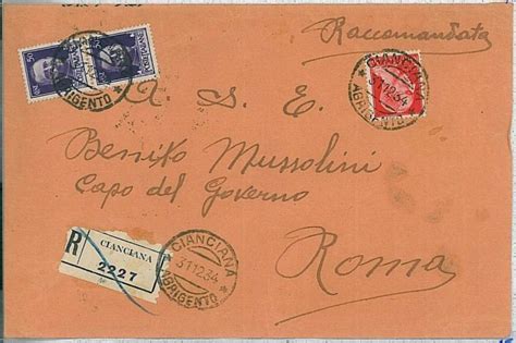 31024 Regno Storia Postale Busta Raccomandata Indirizzata A Benito