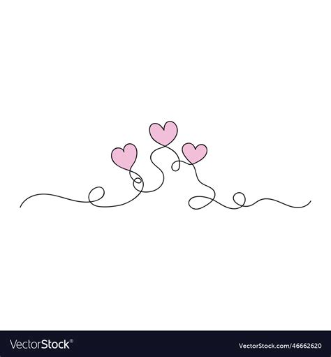 Aesthetic hearts continuous one line art drawing Vector Image