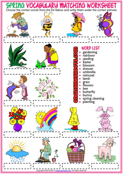 Vocabulary Matching Worksheet School English Esl Toys Vocabulary