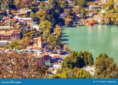 Aerial View of Indian Hill Station of Nainital at Uttarakhand with View ...