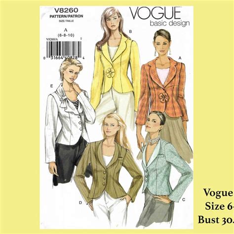 Vogue Jacket Pattern Etsy