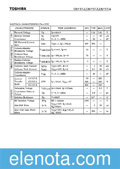 CNY17 2 Datasheet PDF 329 KB Toshiba Pobierz Z Elenota Pl