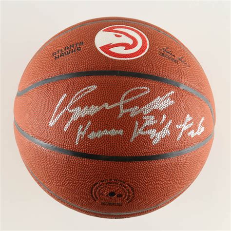 Dominique Wilkins Signed Hawks Logo Basketball Inscribed Human