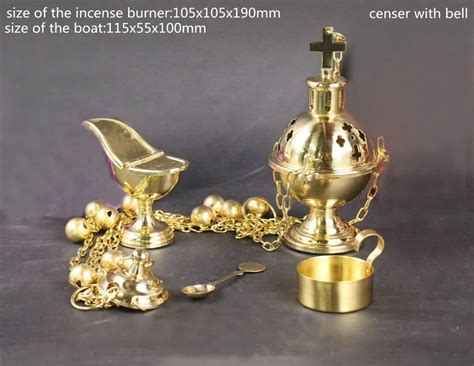 Catholic Incense Burner With Bell Brass Solid Polished Hanging Censer