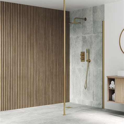 Drench Naturals Walnut Slatted Wood Waterproof Bathroom Wall Panel - 3