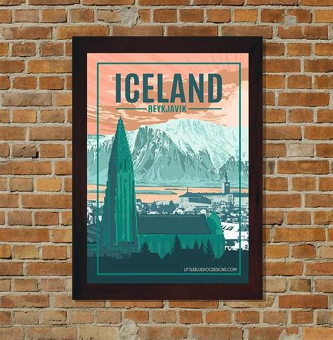 Iceland Reykjavik Vintage Travel Poster Etsy Vintage Travel Posters