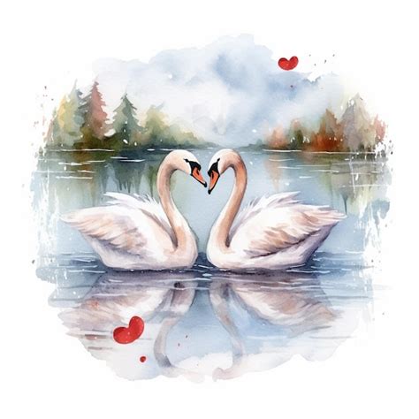 Premium Ai Image There Are Two Swans Making A Heart Shape In The