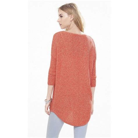 Express Marled Enginered Rib London Sweater Three Quarter Sleeve Tops