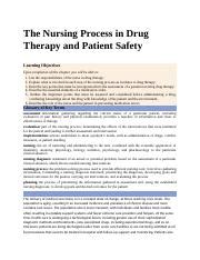 The Nursing Process In Drug Therapy And Patient Docx The Nursing