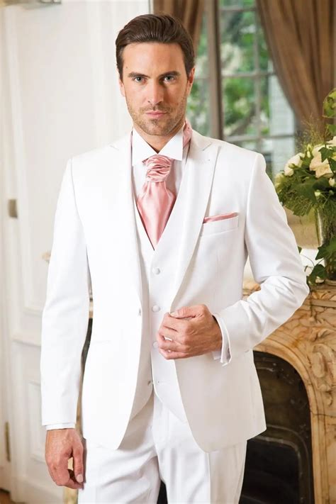 New Arrival White Wedding Suits For Men Ivory Mens Suits Peaked