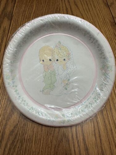 Vtg 1992 Precious Moments Wedding Shower Bride Groom Party Cake Plates