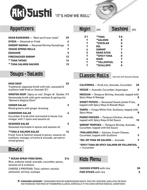 Aki Sushi Menu – Aki Sushi Oldsmar