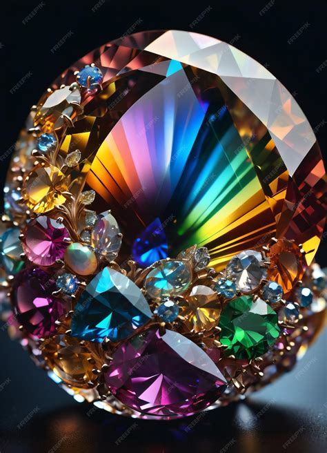 Premium Photo | Rainbow holographic crystal gem
