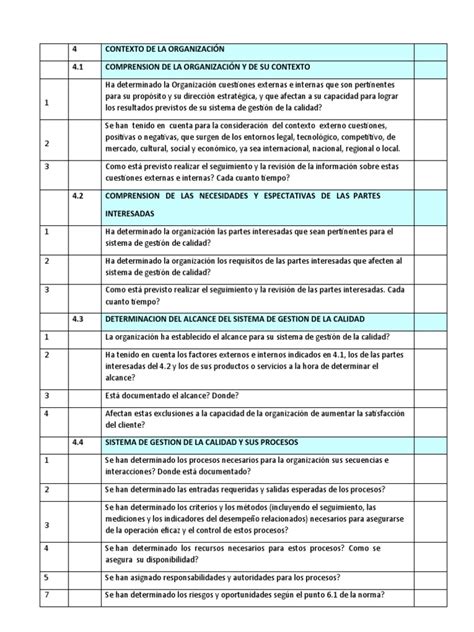 Formato Check Lists Norma Iso9001 Pdf Calidad Comercial Gestión