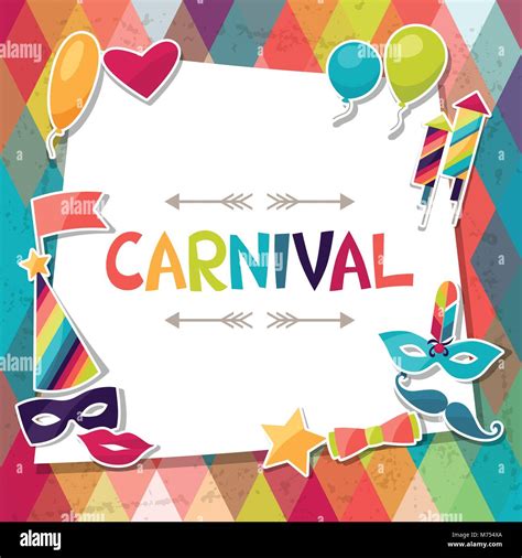 Celebration Background With Carnival Stickers And Objects Stock Vector Image And Art Alamy