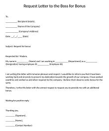 30 Bonus Request Letter Sample Templates DOC PDF ExcelSHE