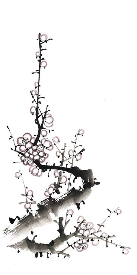 Sumie Plum By Bsshka On DeviantArt Ink Wash Painting Asian Art