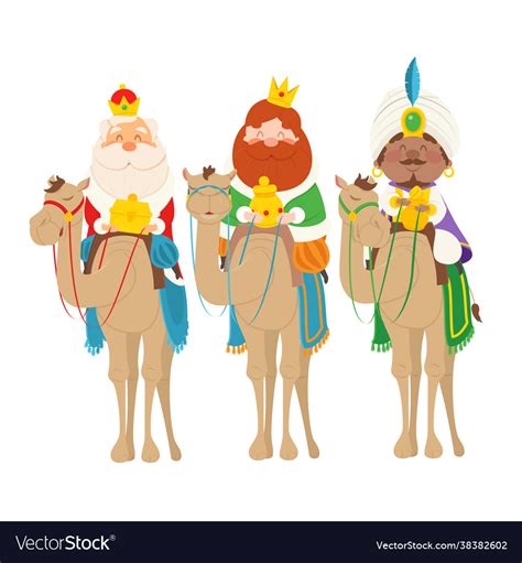 Three Wise Man On Camels Bring Ts Royalty Free Vector