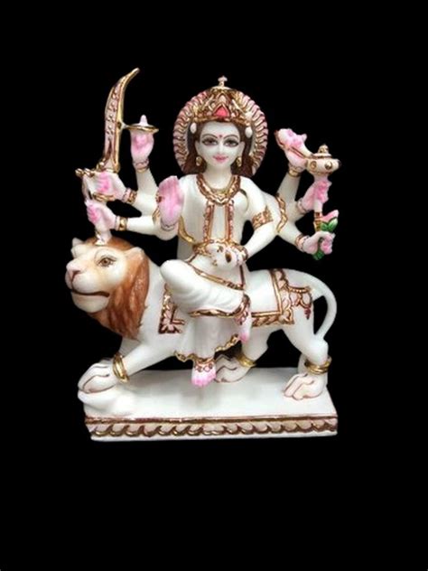 White Painted Marble Durga Statue For Worship Size 1 Feet At Rs