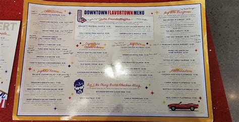 Menu at Downtown Flavortown restaurant, Pigeon Forge