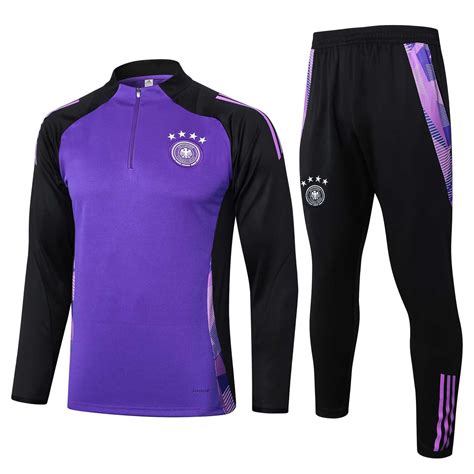 AGASALHO TREINO ALEMANHA 2024 MEIO ZÍPER PRETO ROXO FUTCAMISA