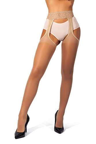 Sofsy Suspender Nude Tights For Women Crotchless Sheer Pantyhose