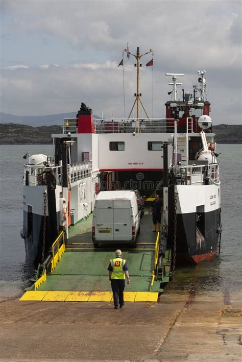 White Van Being Driven Onto A Roro Ferry Bound From Iona To Fionnphort