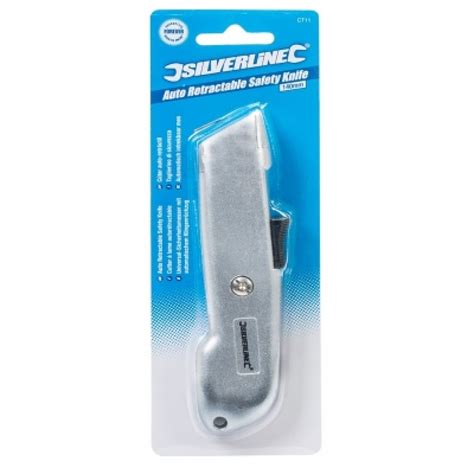 Silverline CT11 Auto Safety Knife Automatic Retractable Stanley Knife | Sealants and Tools Direct