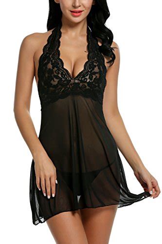 Avidlove Lingerie V Neck Halter Chemise Lace Babydoll